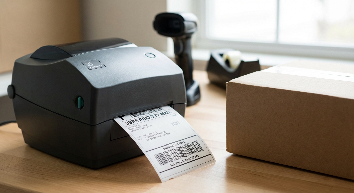 Ninja Van shipping label printing automatically from a thermal printer